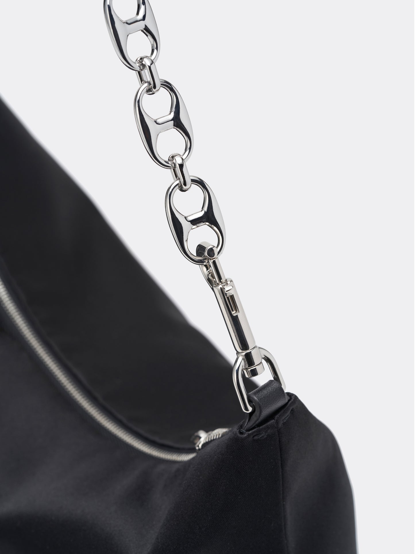 Big Misty Satin Shoulder Bag - Black