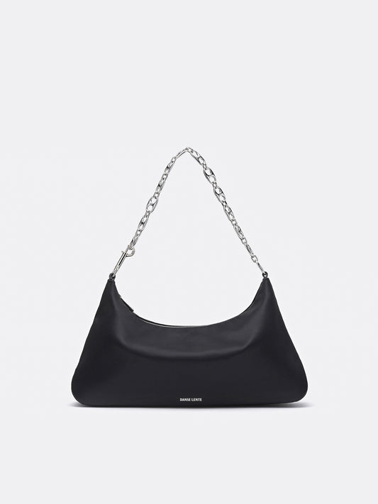 Big Misty Satin Shoulder Bag - Black