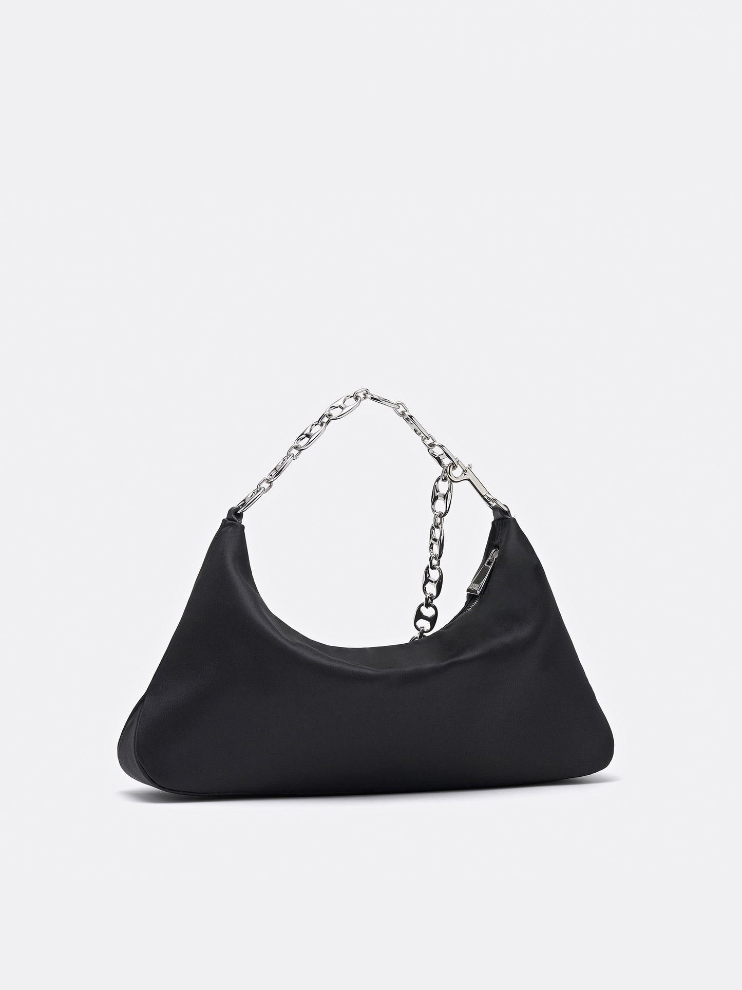 Big Misty Satin Shoulder Bag - Black