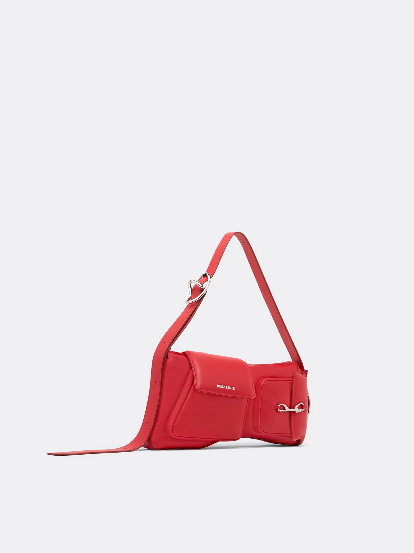 Duo Pocket Cotton Padded Shoulder Bag - Tomato