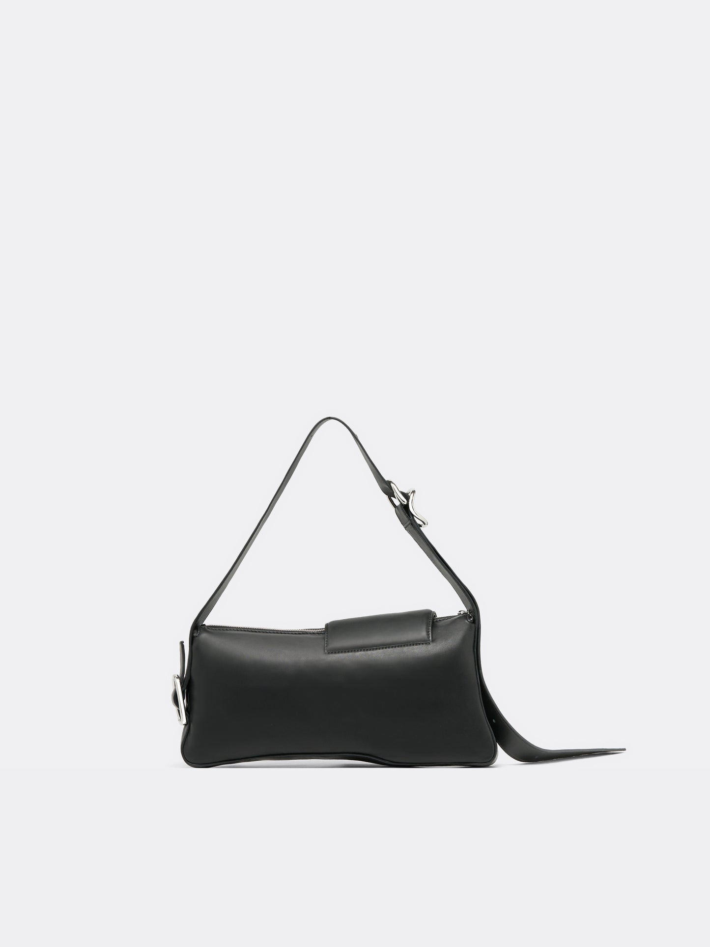Duo Pocket Cotton Padded Shoulder Bag - Black